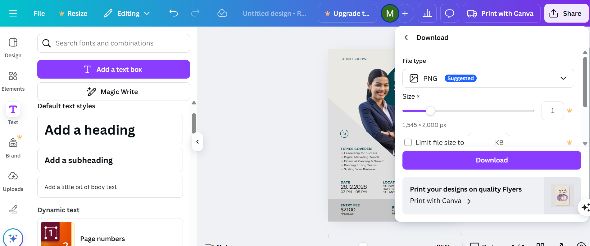 Finalise and Download