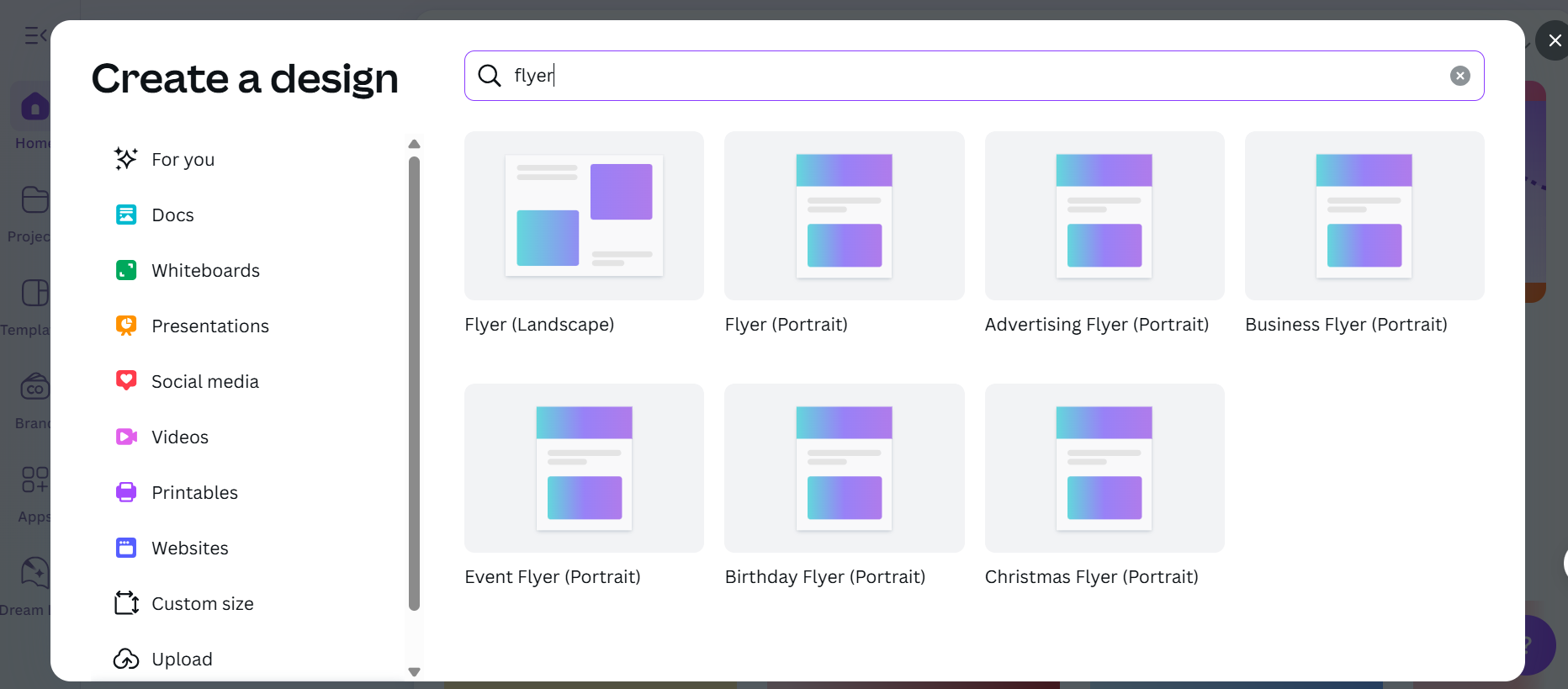 Start a New Flyer Design